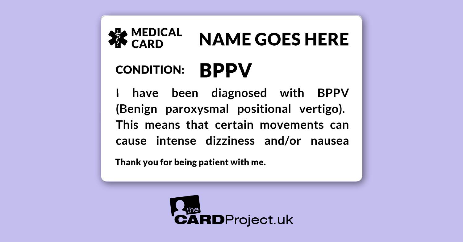BPPV Medical Mono ID Alert Card  (FRONT)